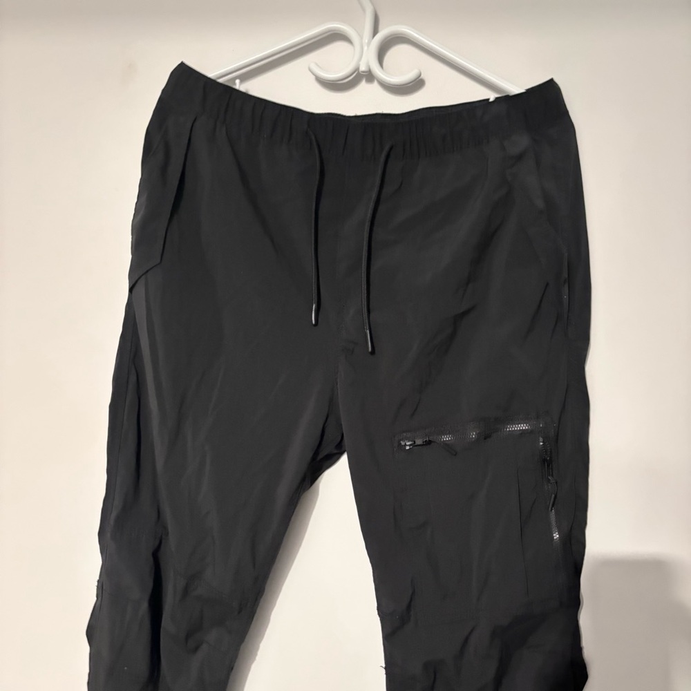 H&M Black Slim Jogger Zipper Cargo Pants Activewear Simple Drawstring Pants